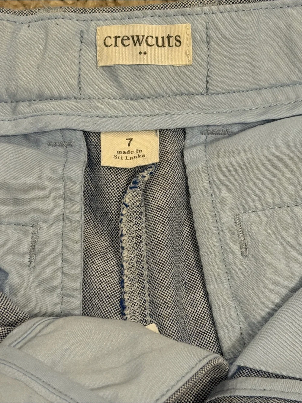 Crewcuts Light Blue Chambray Flat-Front Cotton Preppy Chino Shorts